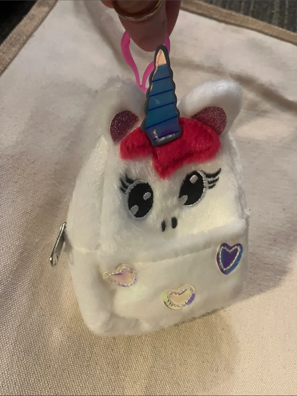 Plush White Unicorn Kids Mini Backpack with Pink Mane Adorable Accessories 97